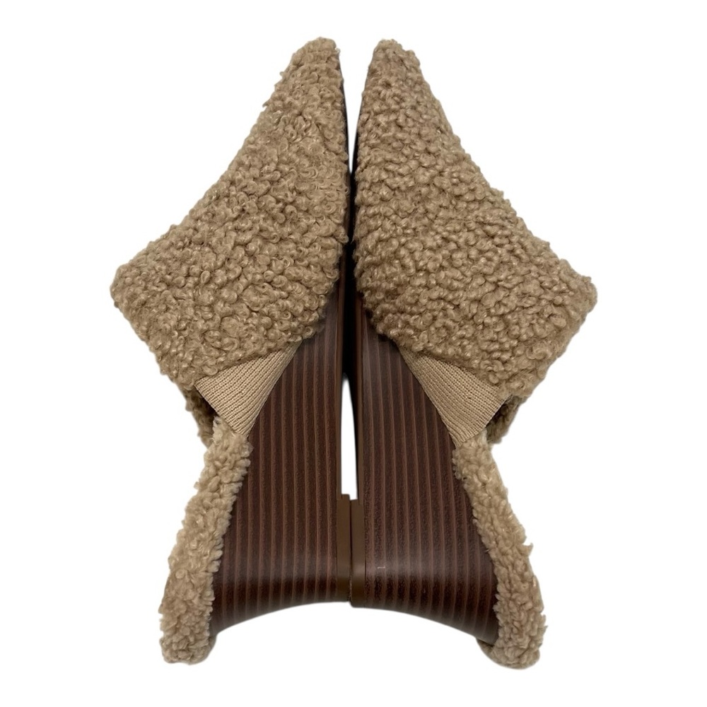 Vivaia Margot Square Toe Tan Sherpa Wedge Mules Women’s 38/7.5 - Picture 11 of 15